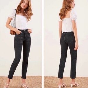 Reformation Julia High Cigarette Jean in Pacific, Sz 28 Black